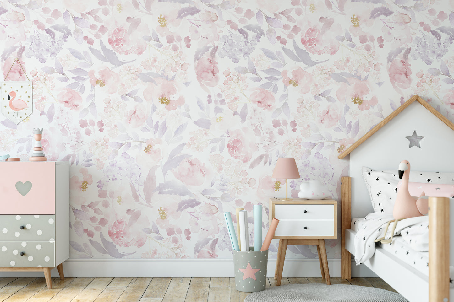 PRIM BLUSH S Wallpaper | Peel and Stick Removable Floral Wallpaper 0155 S