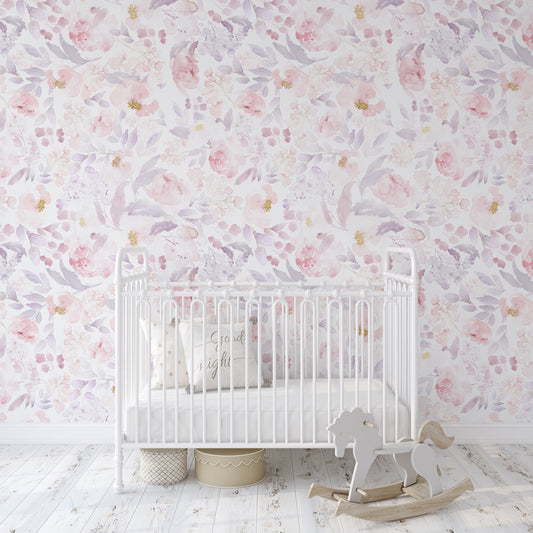 PRIM BLUSH S Wallpaper | Peel and Stick Removable Floral Wallpaper 0155 S
