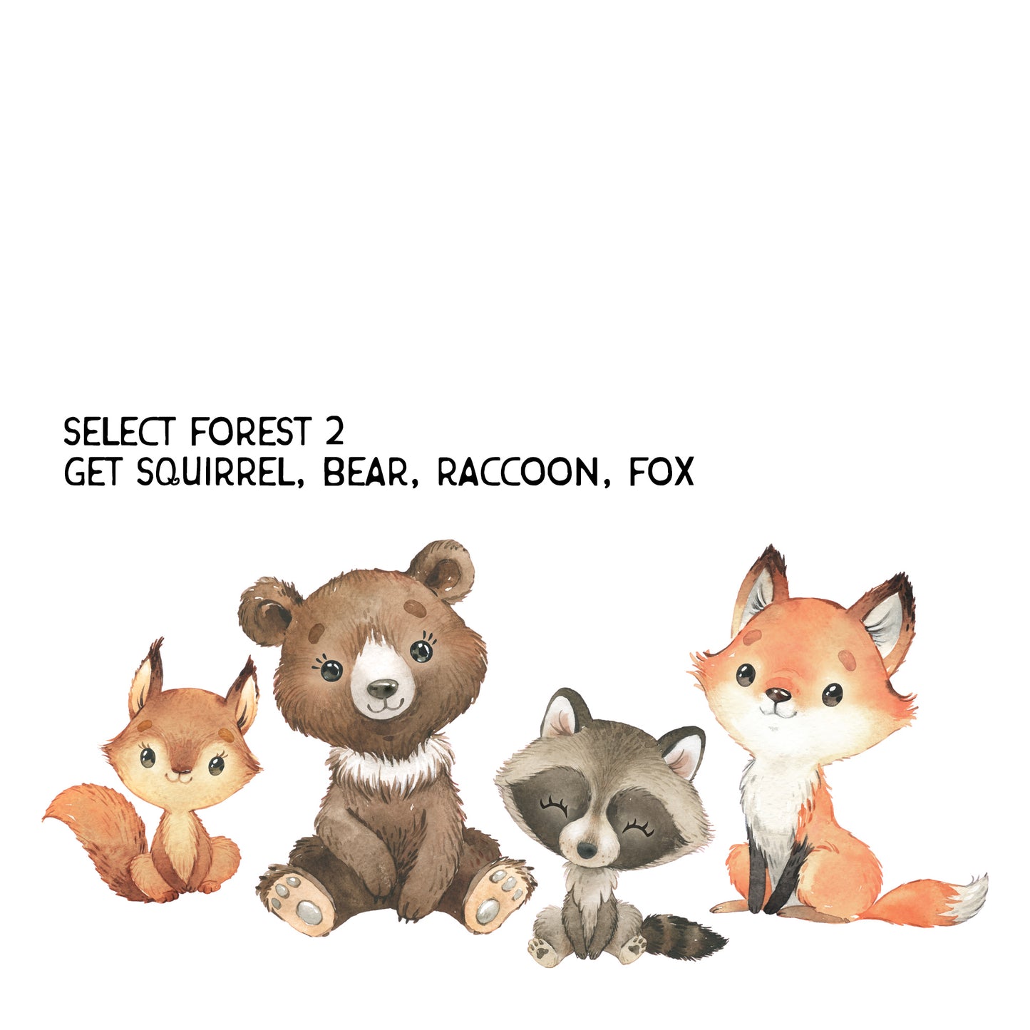 Peel & Stick 12 Animals Woodland Watercolor Nursery Décor