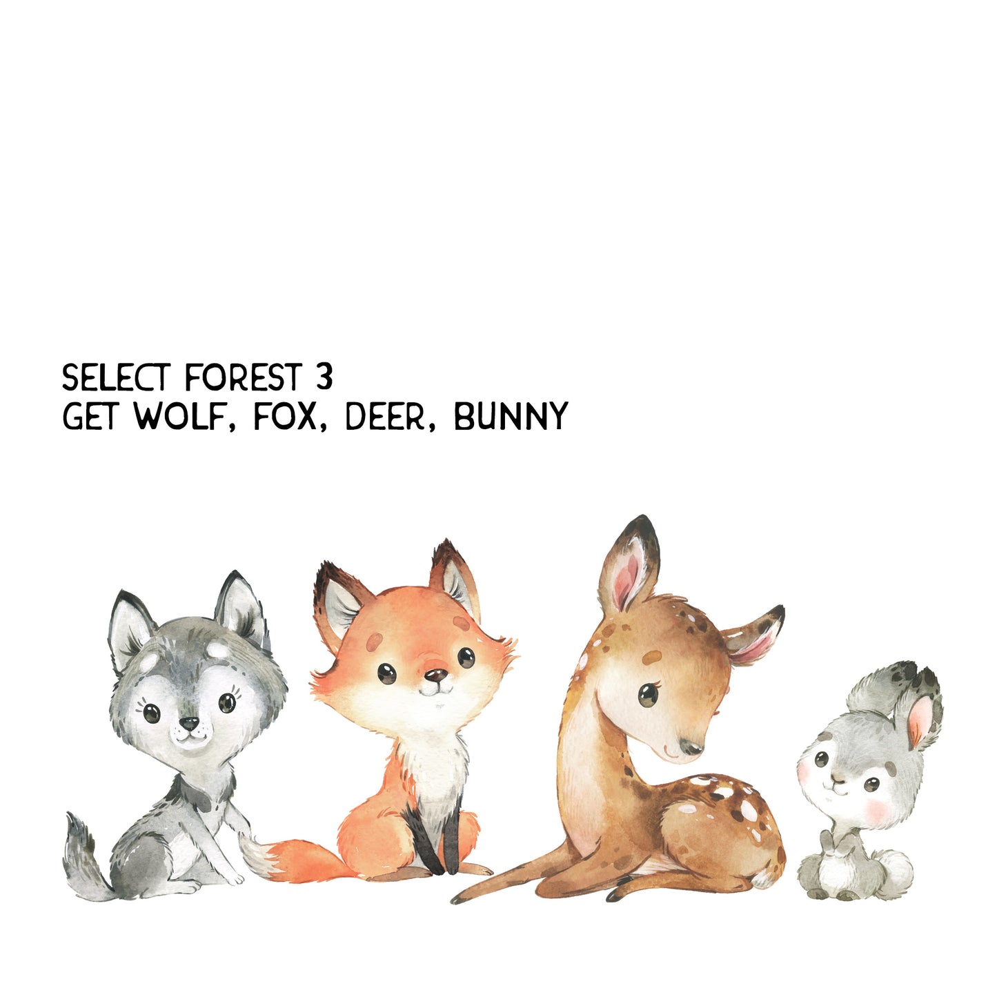 Peel & Stick 12 Animals Woodland Watercolor Nursery Décor