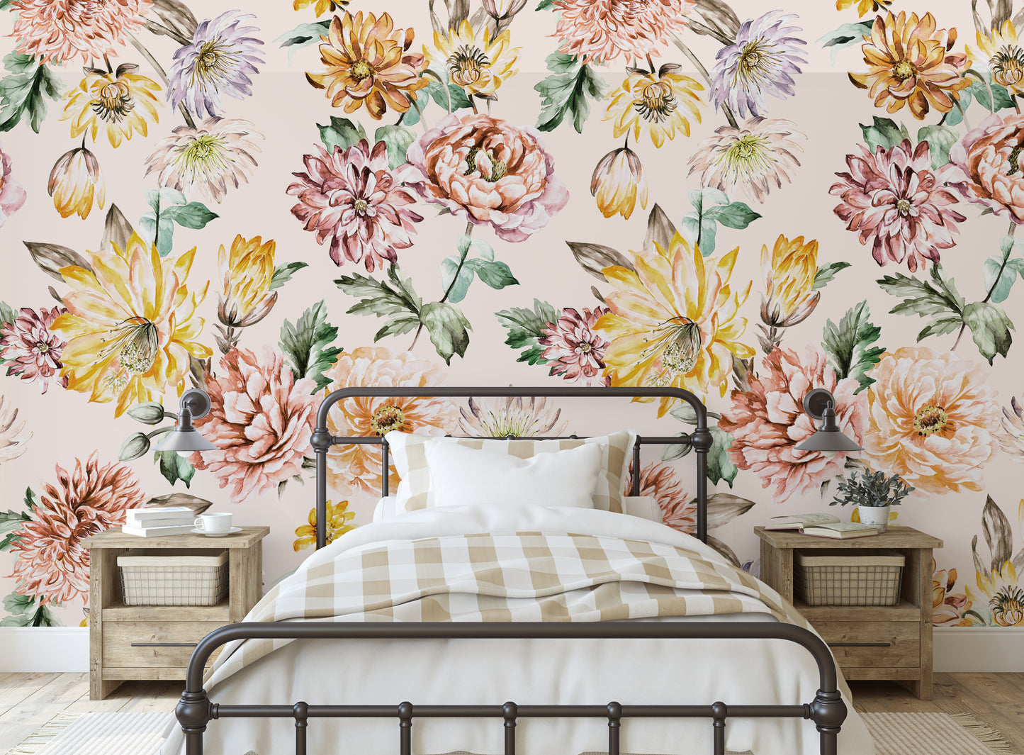 VIRGINIA PINK Wallpaper | Peel and Stick Removable Floral Wallpaper 0136