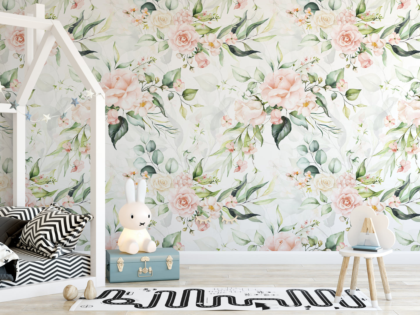 KATIE ROSES Wallpaper | Peel and Stick Removable Floral Wallpaper 0126