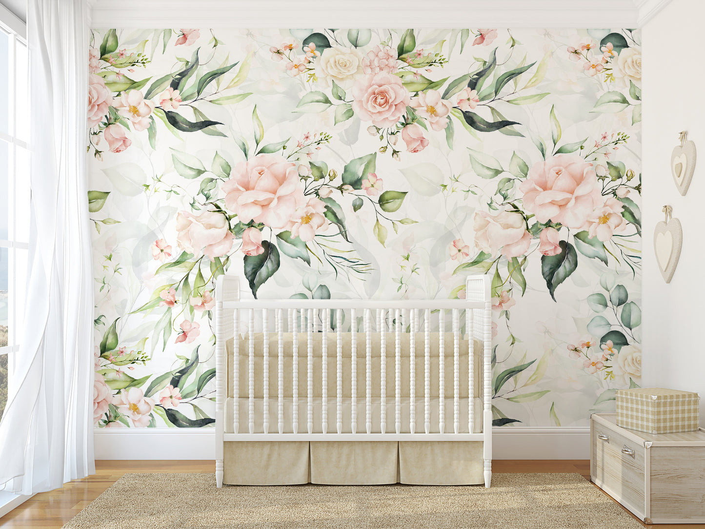 KATIE ROSES Wallpaper | Peel and Stick Removable Floral Wallpaper 0126
