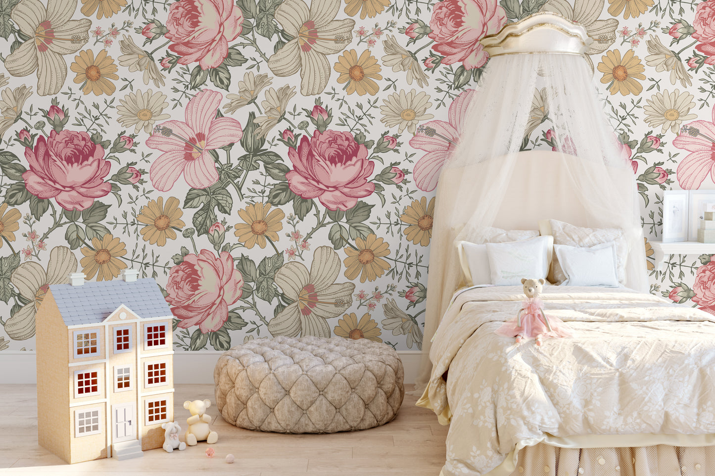 NATALIA Wallpaper | Peel and Stick Removable Floral Wallpaper 0132