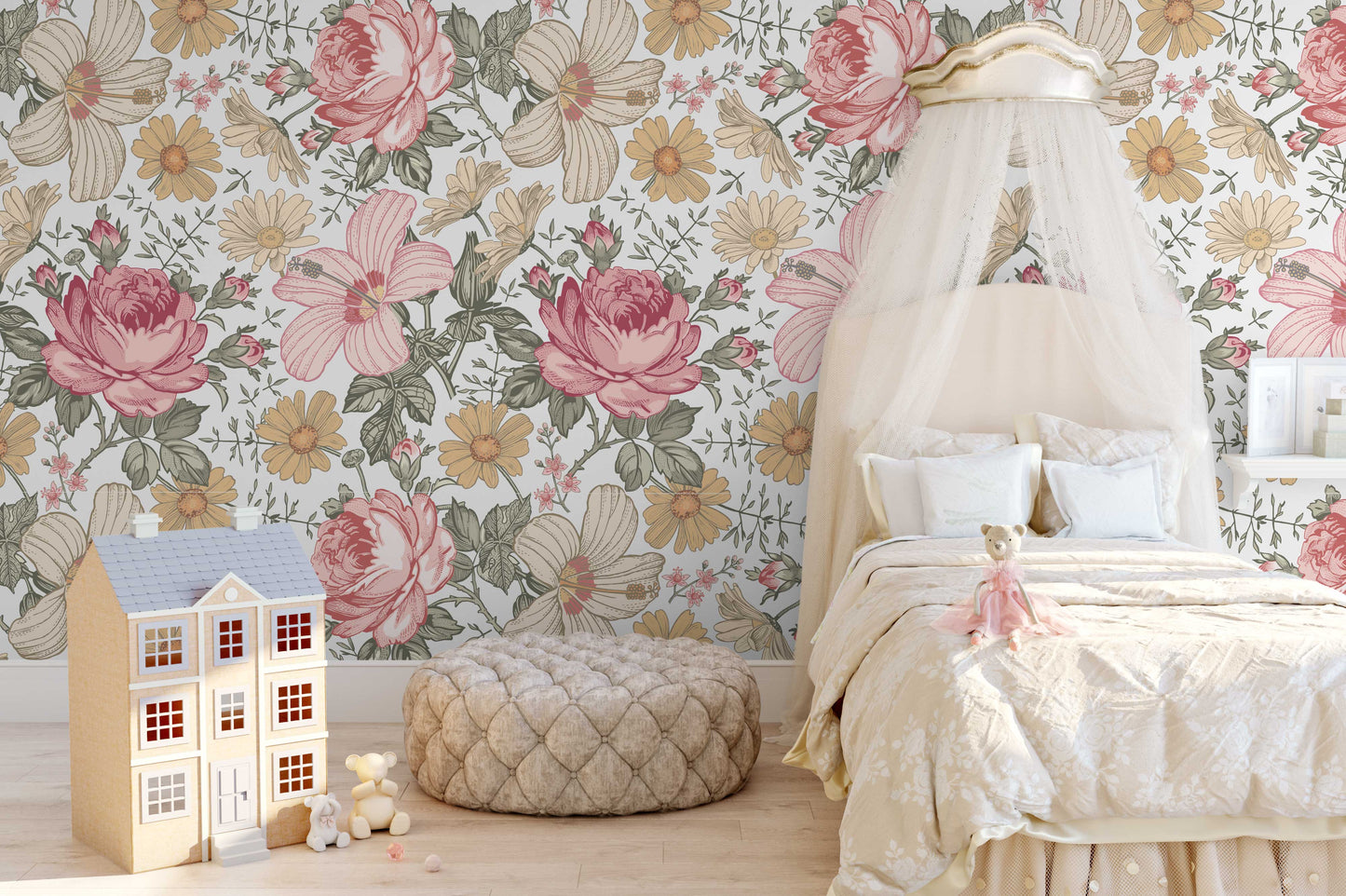 NATALIA S Wallpaper | Peel and Stick Removable Floral Wallpaper 0132 S