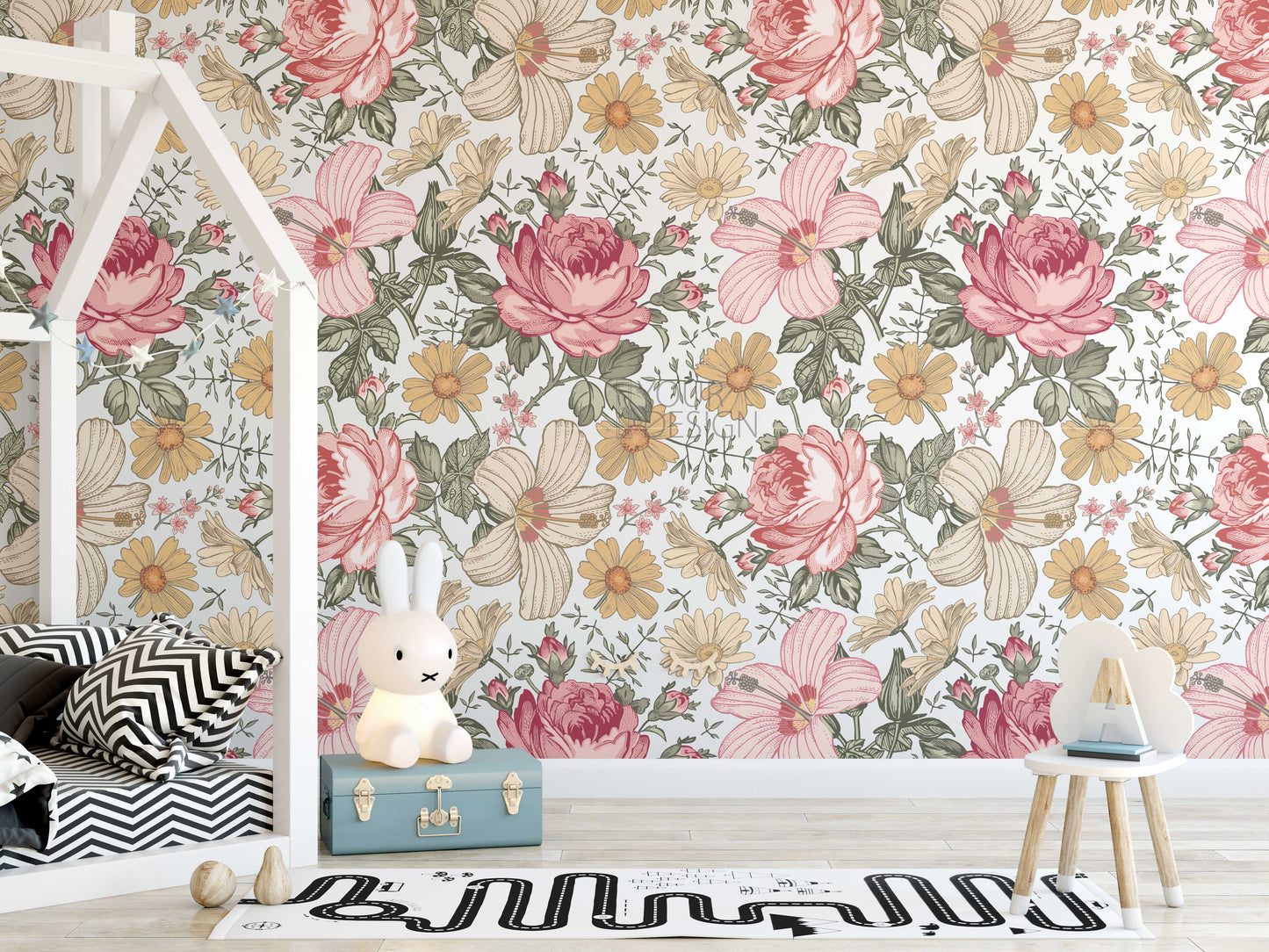 NATALIA S Wallpaper | Peel and Stick Removable Floral Wallpaper 0132 S