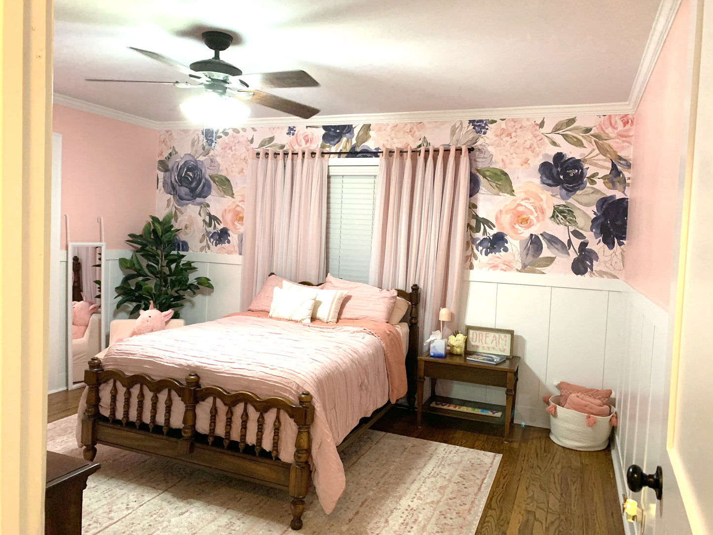 NAVY BLUSH S Wallpaper | Removable Pre-pasted Floral Wallpaper 0154 S
