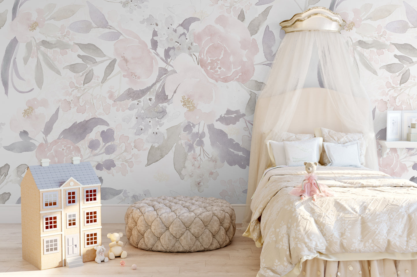 PRIM VINTAGE Wallpaper | Peel and Stick Removable Floral Wallpaper 0156