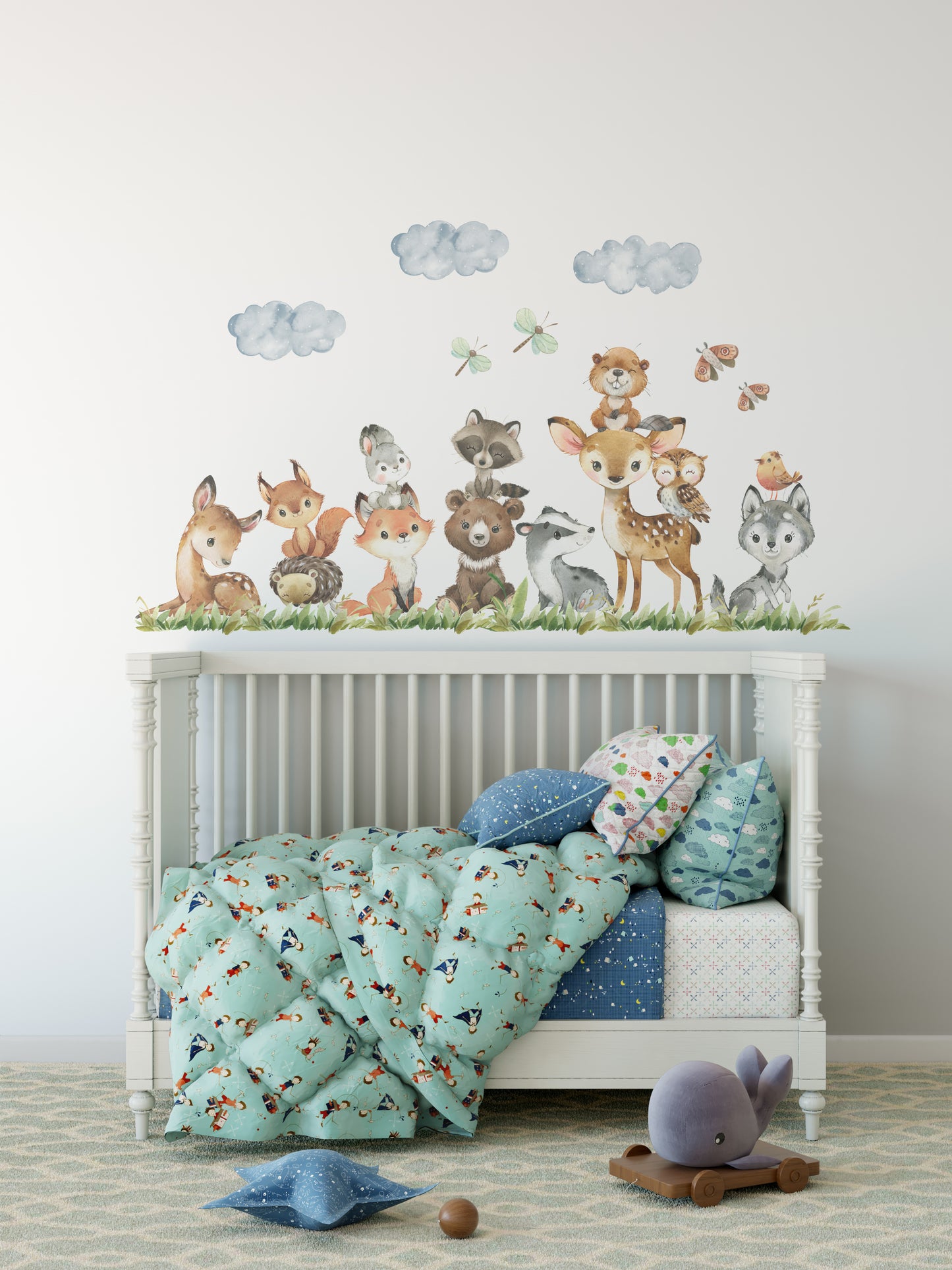 Peel & Stick 12 Animals Woodland Watercolor Nursery Décor