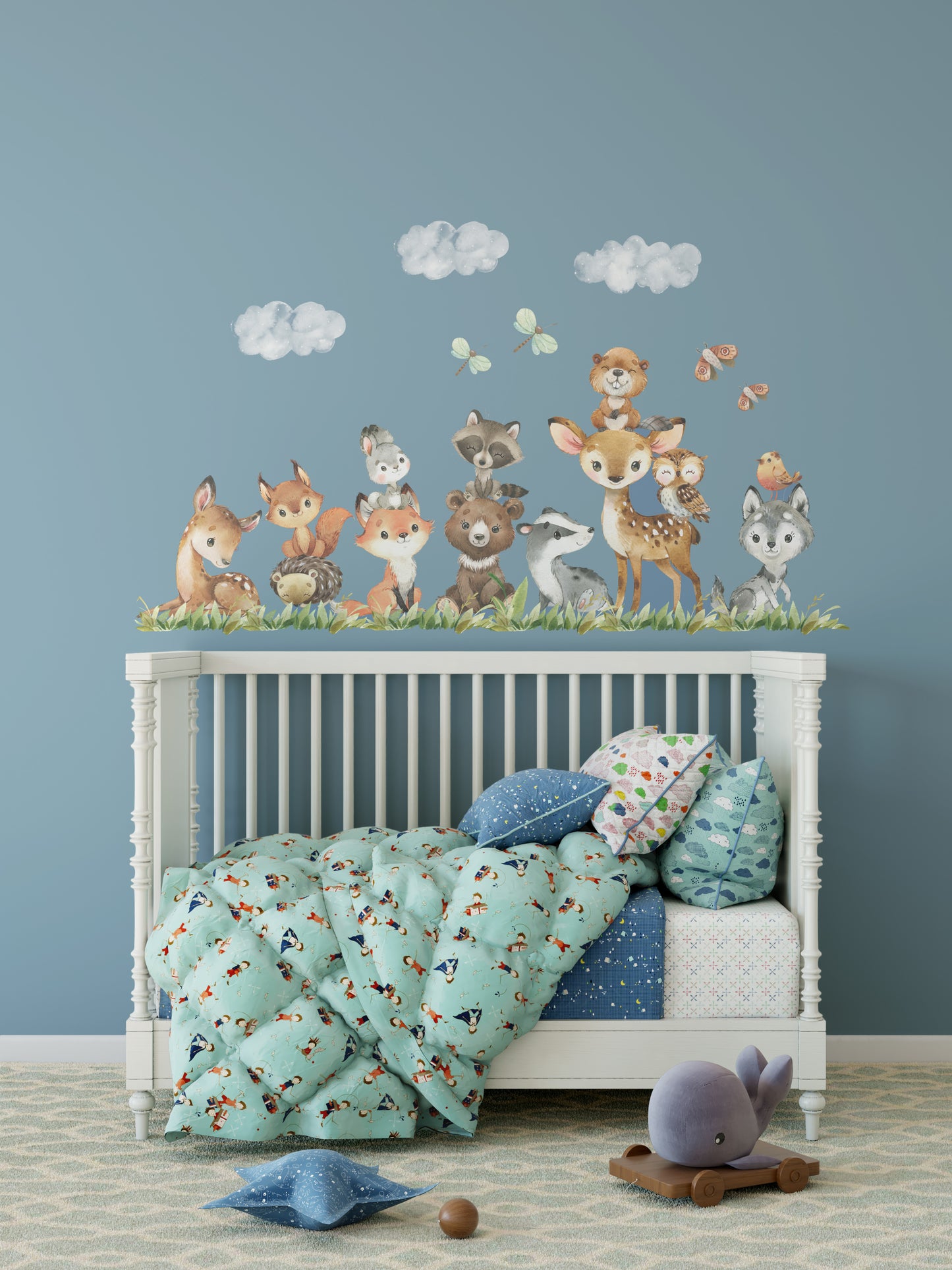 Peel & Stick 12 Animals Woodland Watercolor Nursery Décor