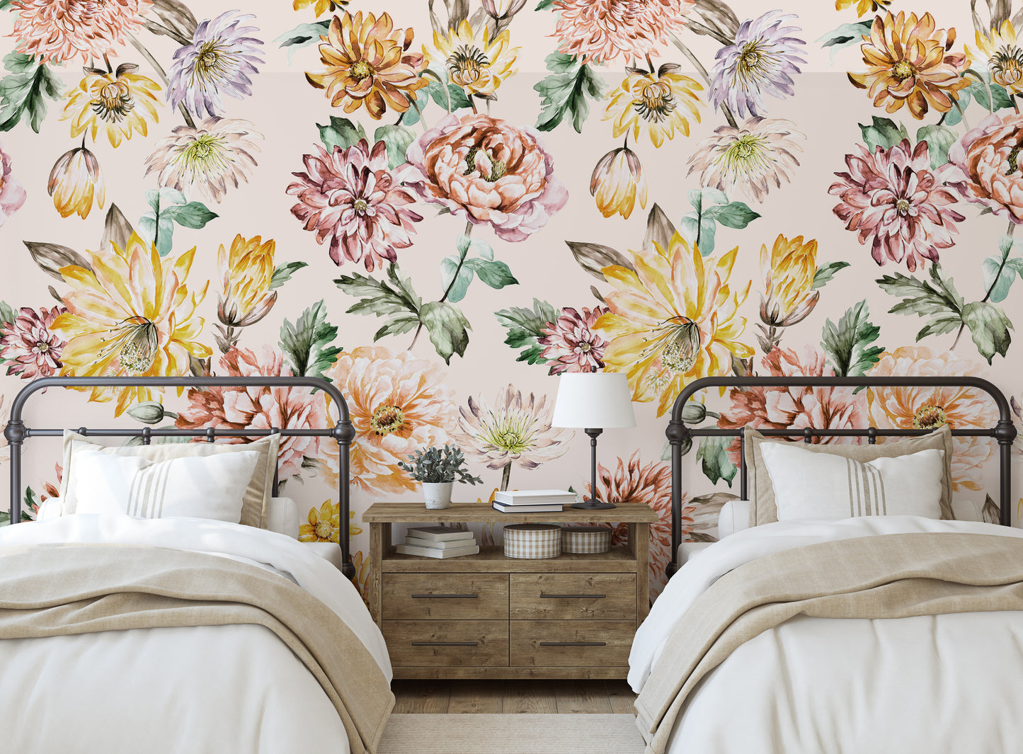 VIRGINIA PINK Wallpaper | Peel and Stick Removable Floral Wallpaper 0136