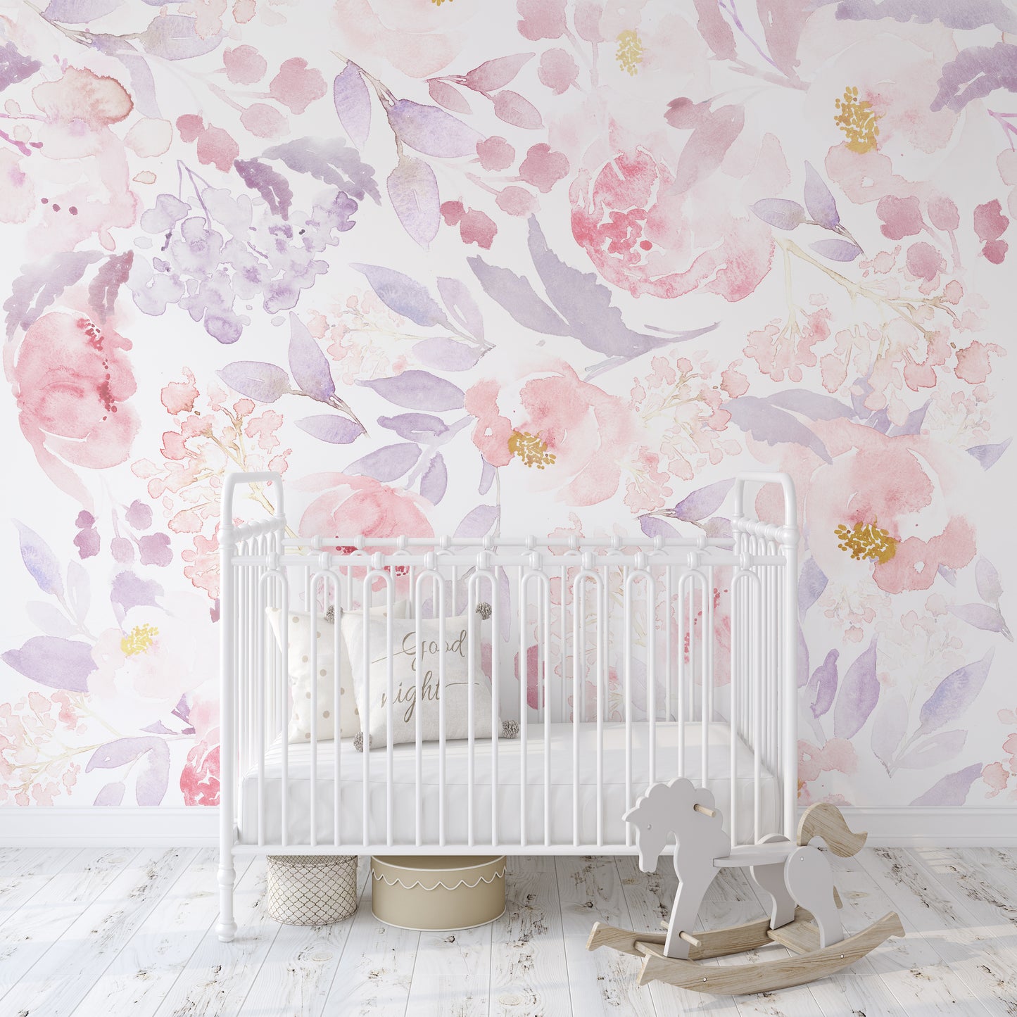 PRIM BLUSH Wallpaper | Peel and Stick Removable Watercolor Floral Wallpaper 0155