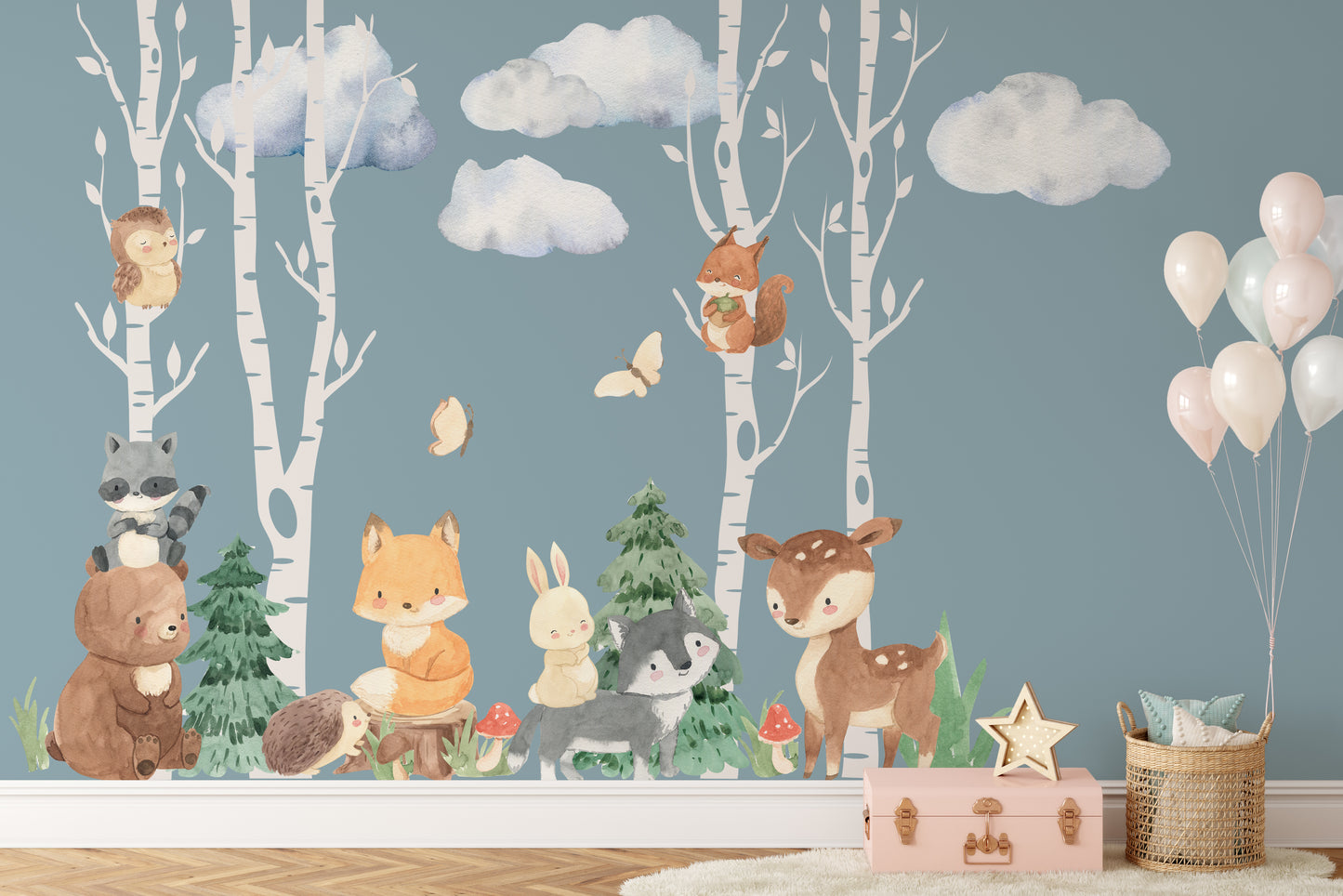 Woodland Trees Animals Set Nursery Décor
