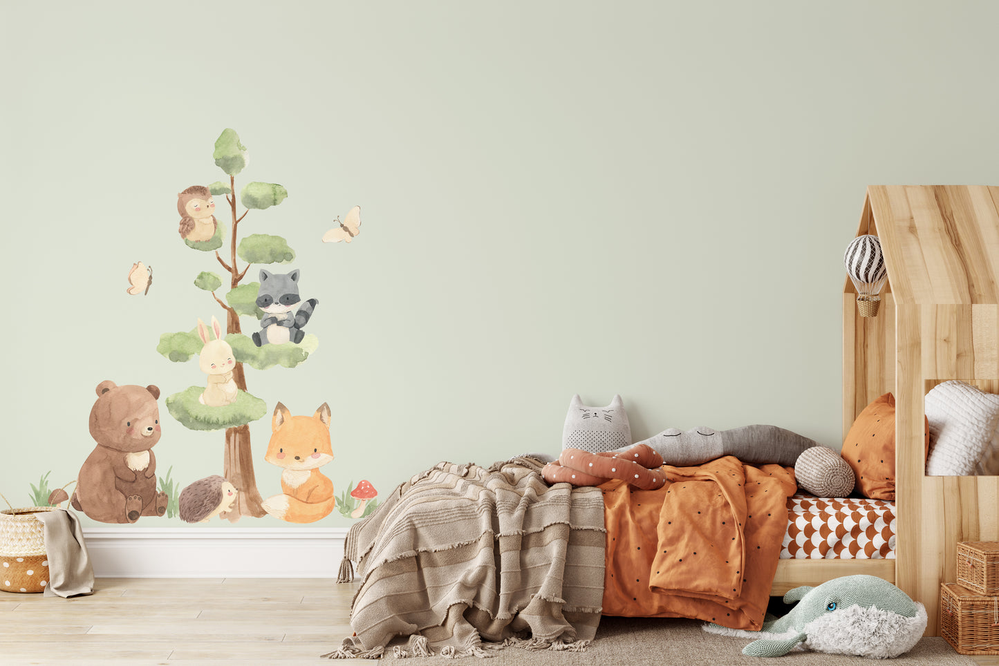 Woodland Watercolor Trees Animals BASIC Set Nursery Décor