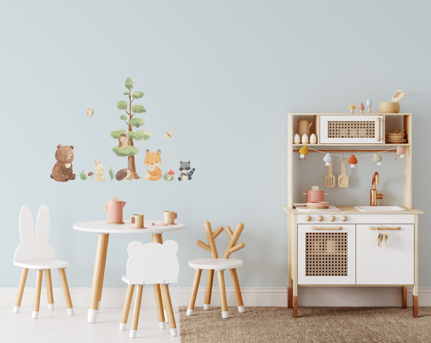 Woodland Watercolor Trees Animals BASIC Set Nursery Décor