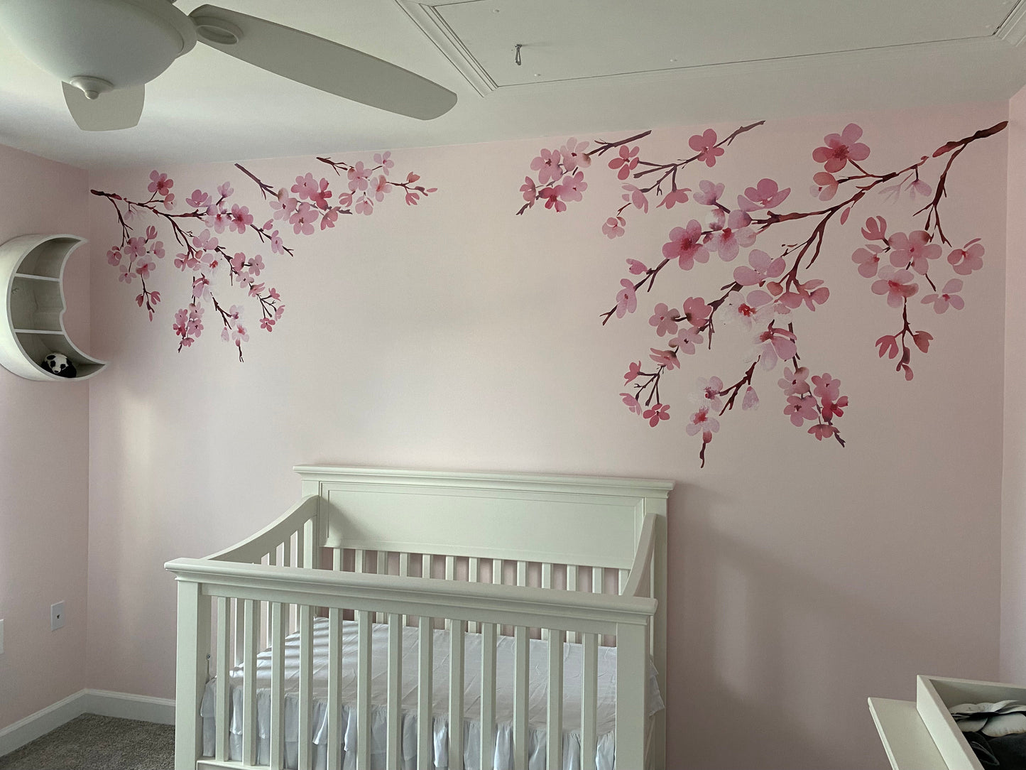 LAUREN Floral Watercolor WALL DECAL Pink Cherry Blossom Tree