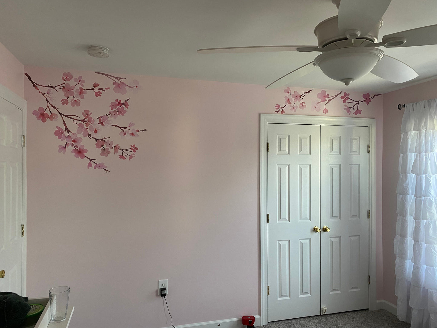 LAUREN Floral Watercolor WALL DECAL Pink Cherry Blossom Tree