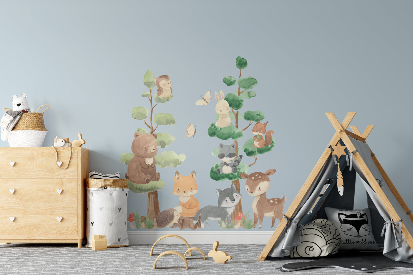 Woodland Watercolor Trees Animals EXTRA Set Nursery Décor
