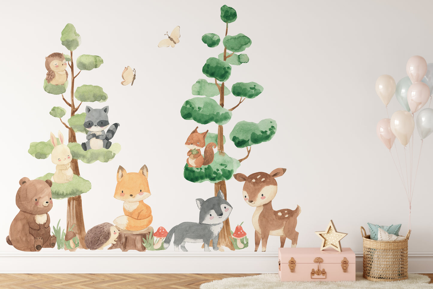 Woodland Watercolor Trees Animals EXTRA Set Nursery Décor