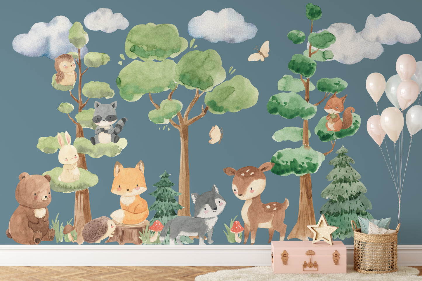 Woodland Watercolor Trees Animals PREMIUM Set Nursery Décor