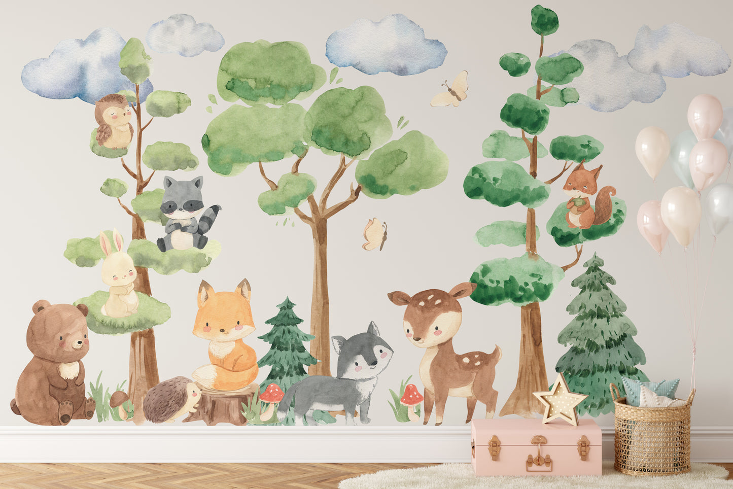 Woodland Watercolor Trees Animals PREMIUM Set Nursery Décor