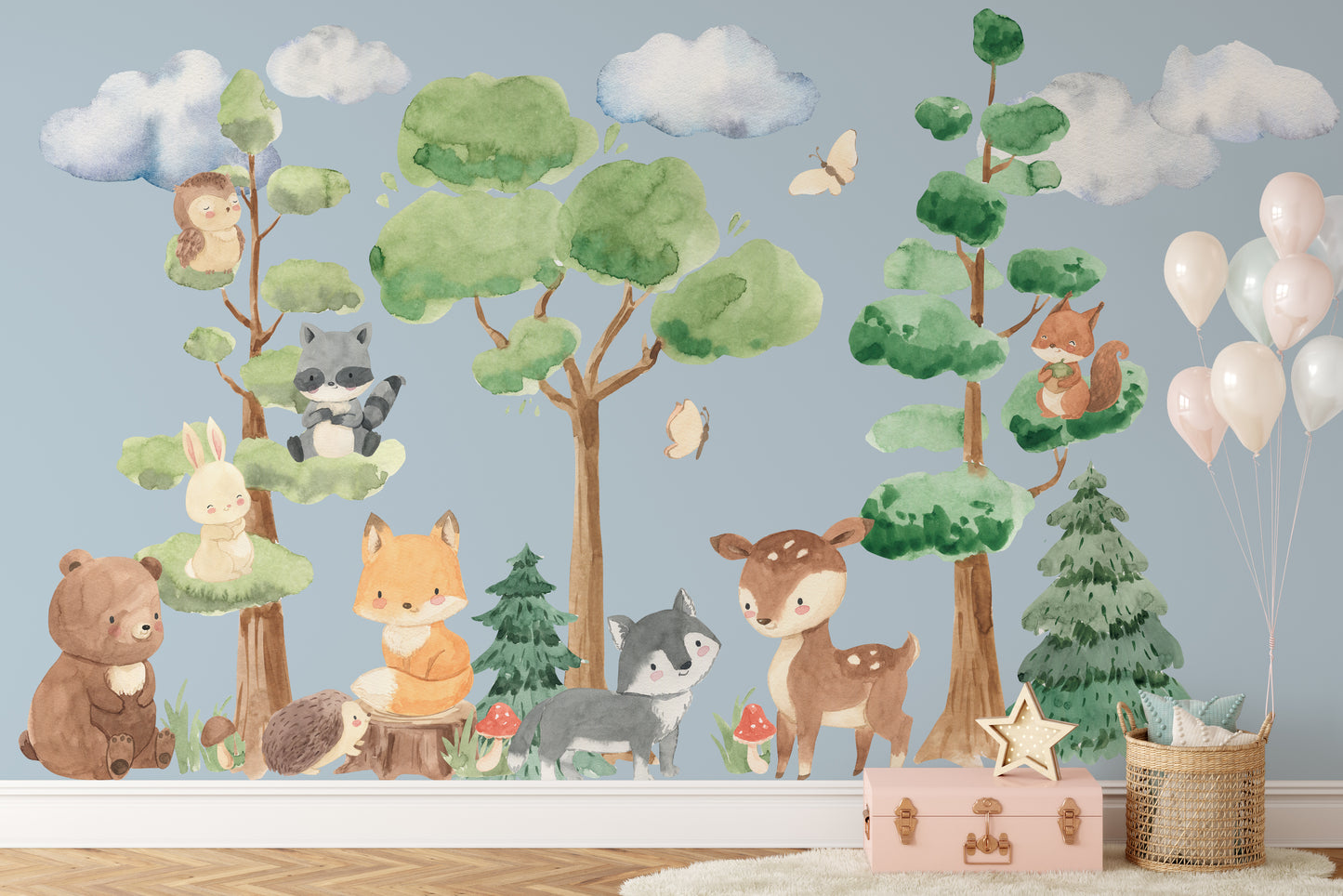 Woodland Watercolor Trees Animals PREMIUM Set Nursery Décor