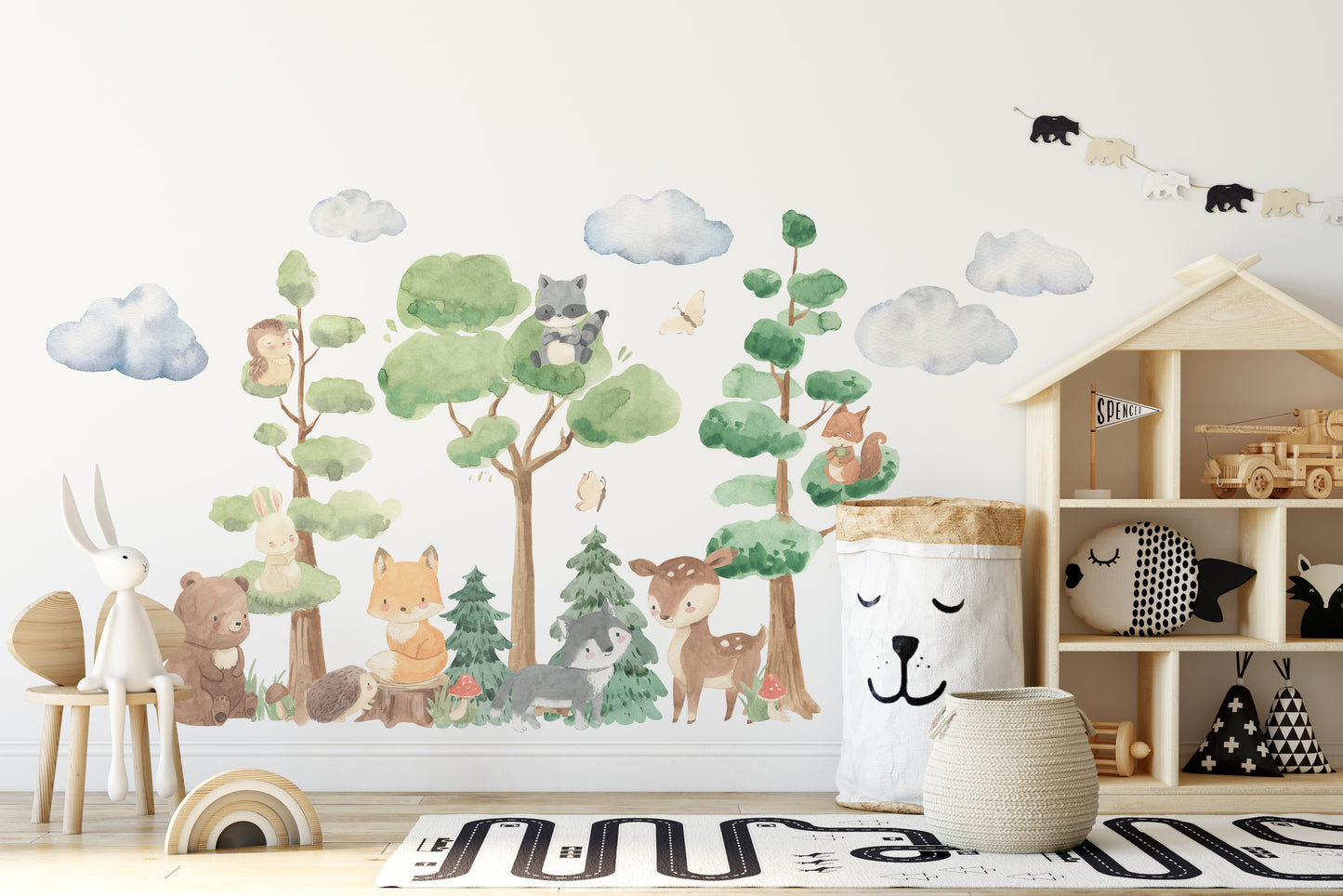 Woodland Watercolor Trees Animals PREMIUM Set Nursery Décor