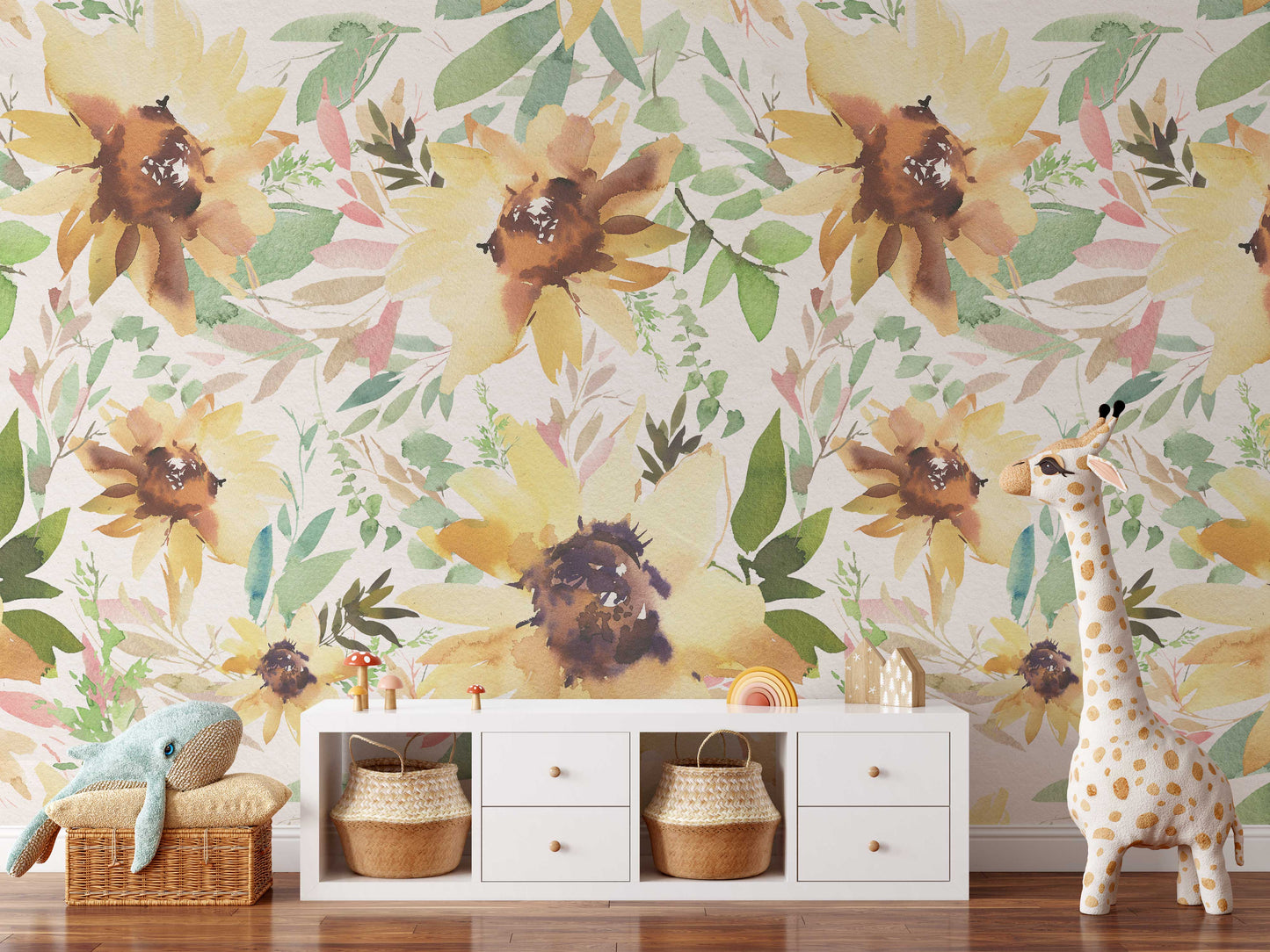 Wallpaper SUNNYDAY Watercolor Sunflowers Nursery 0120