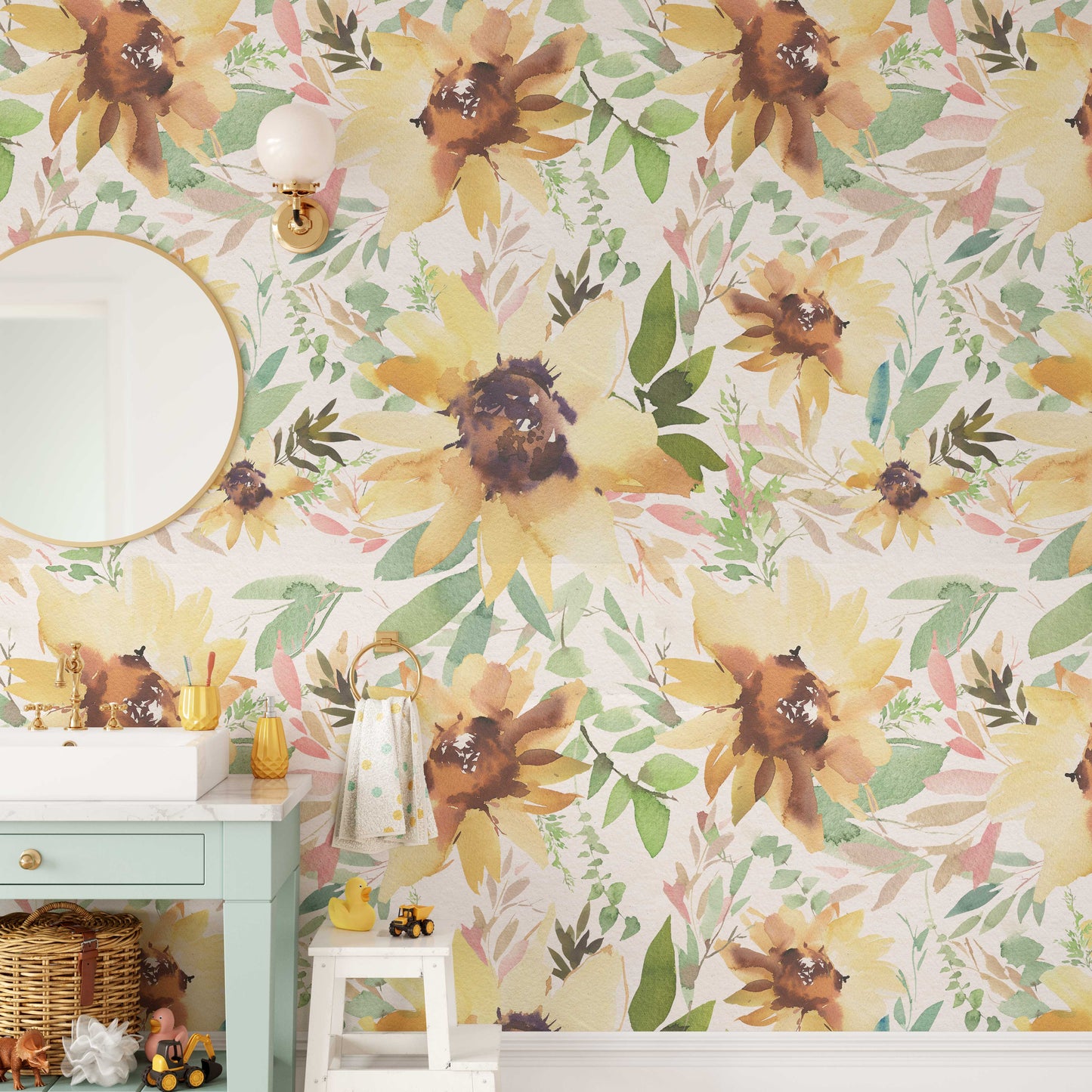 Wallpaper SUNNYDAY Watercolor Sunflowers Nursery 0120