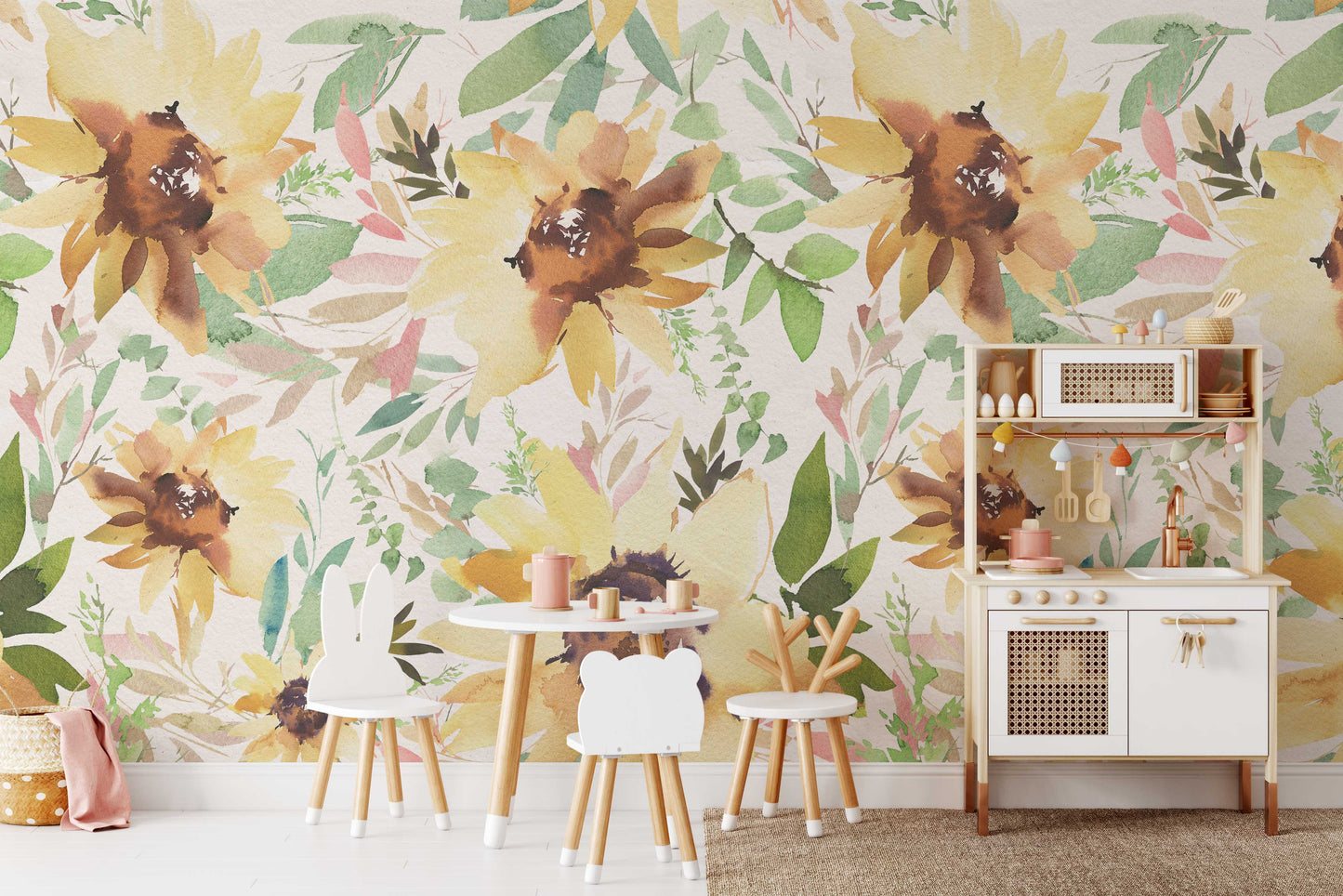 Wallpaper SUNNYDAY Watercolor Sunflowers Nursery 0120