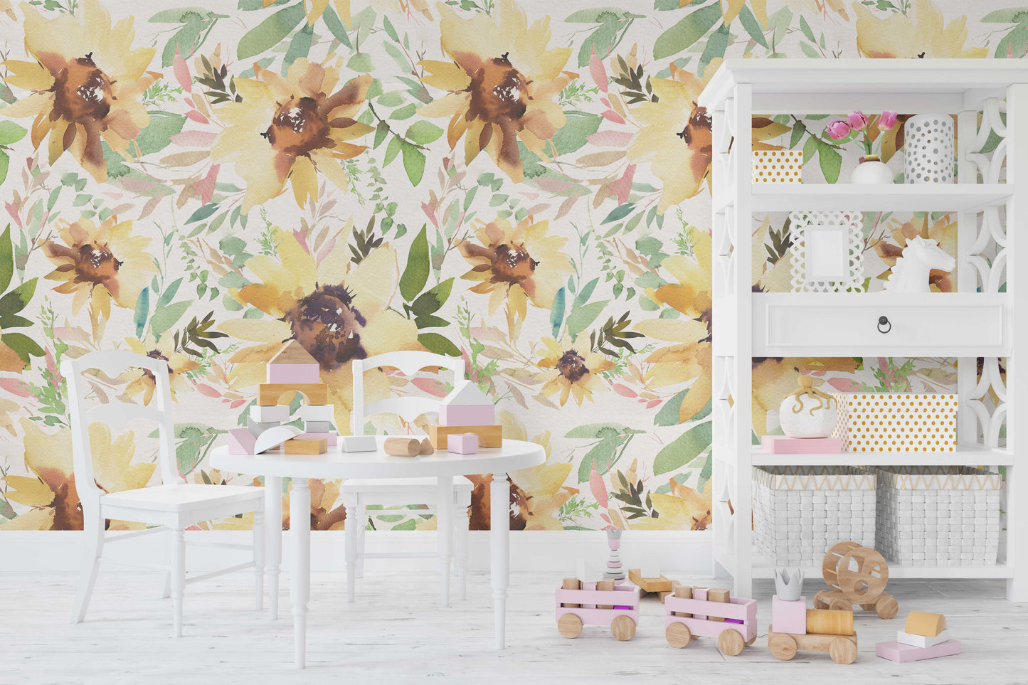 Wallpaper SUNNYDAY Watercolor Sunflowers Nursery 0120