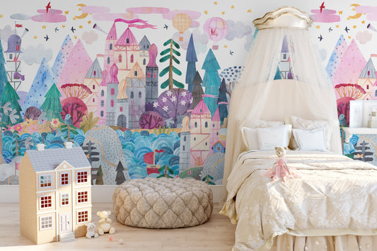 Marley Wallpaper Mural | Fairy Tale Castle Removable Wallpaper Peel and Stick and Unpasted 0197