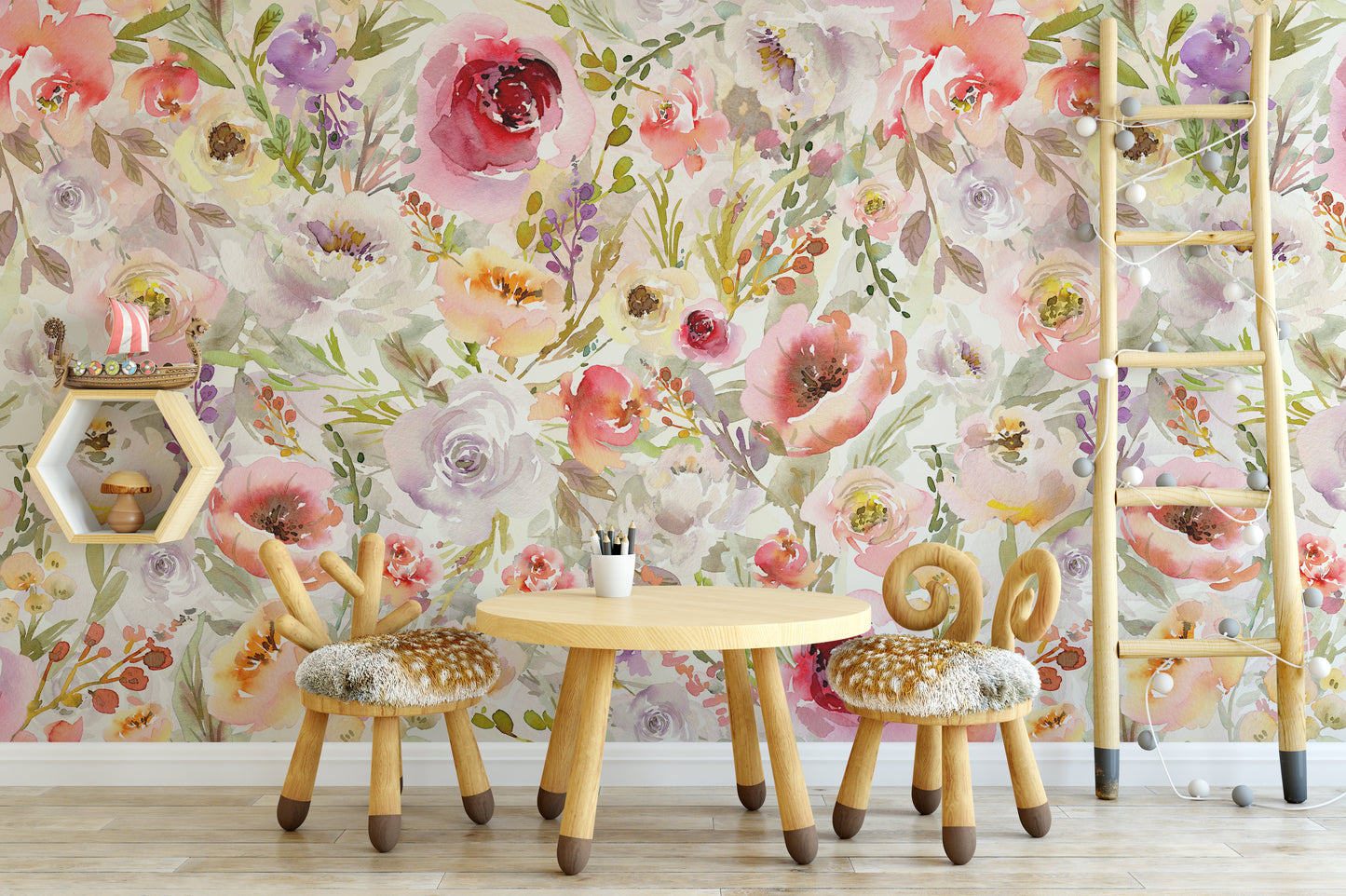 SCARLETT Wallpaper | Peel and Stick Removable Floral Wallpaper 0187