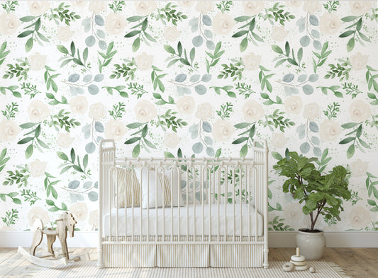 CAROLINE ROSES Wallpaper | Peel and Stick Removable Floral Wallpaper 0161 M