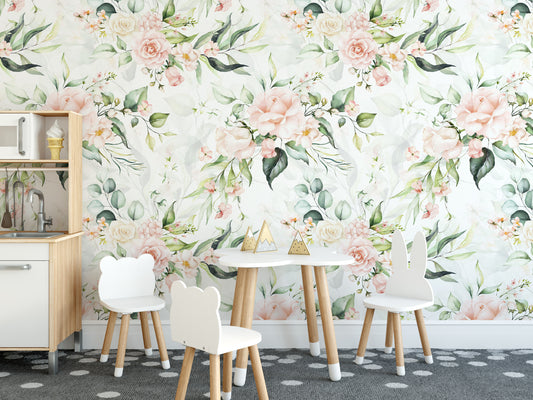 KATIE ROSES Wallpaper | Peel and Stick Removable Floral Wallpaper 0126