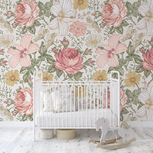 OLENA Wallpaper | Peel and Stick Removable Floral Wallpaper 0131