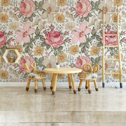 NATALIA Wallpaper | Peel and Stick Removable Floral Wallpaper 0132