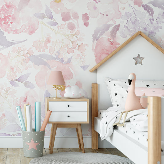 PRIM BLUSH Wallpaper | Peel and Stick Removable Floral Wallpaper 0155