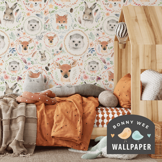 Wallpaper Watercolor Woodland Animals Ellie Nursery 0115