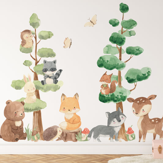 Woodland Watercolor Trees Animals EXTRA Set Nursery Décor