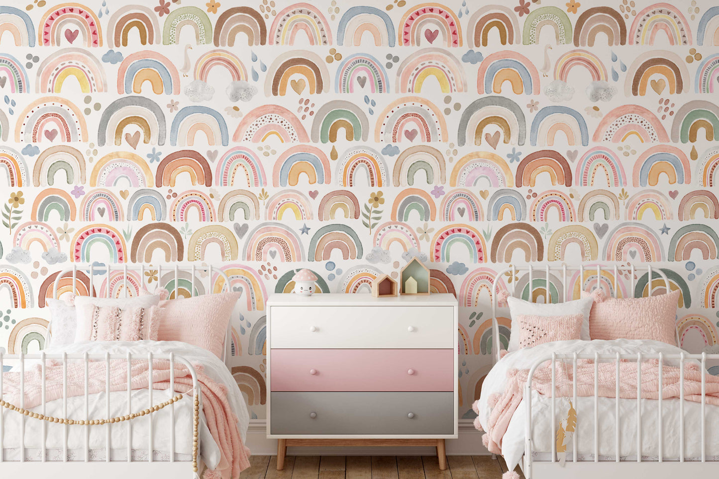 Wallpaper Rainbows Watercolor Nursery 0121