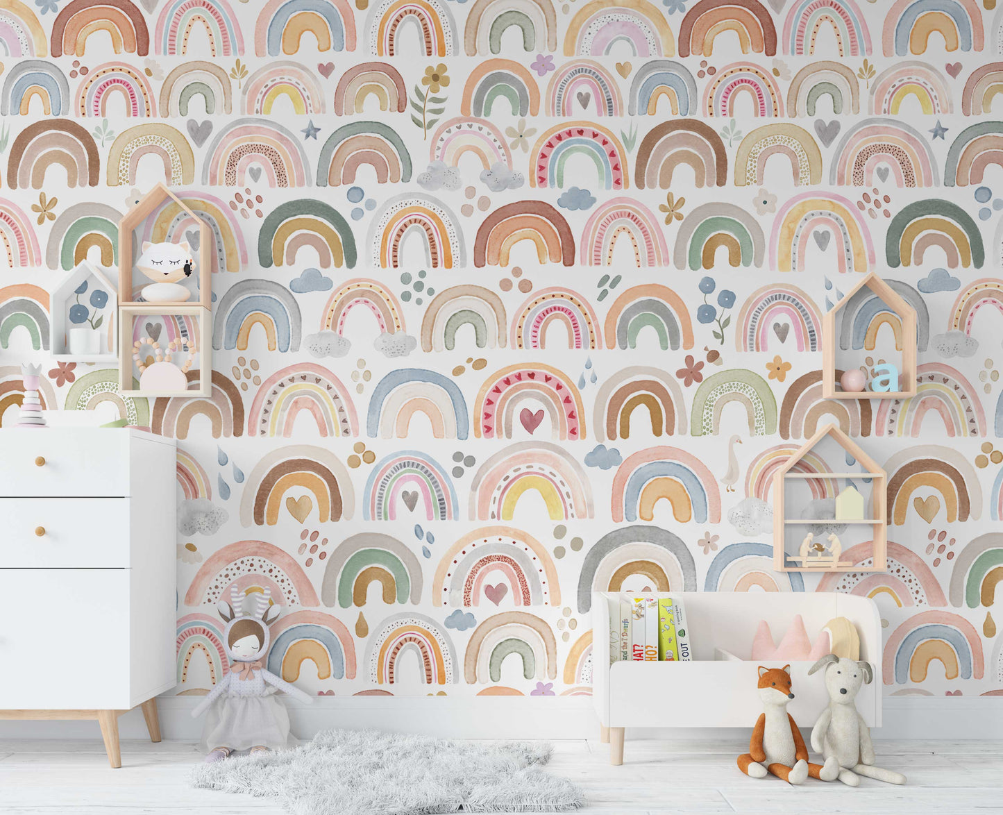 Wallpaper Rainbows Watercolor Nursery 0121