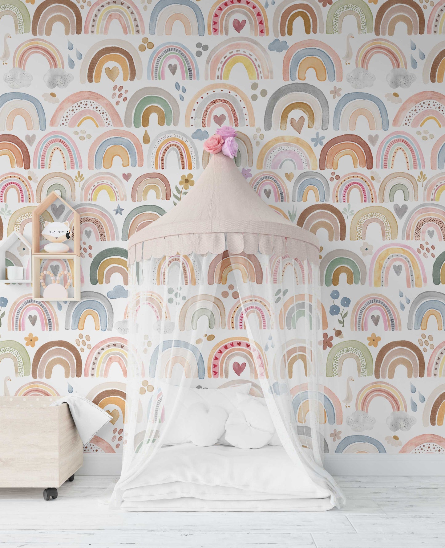 Wallpaper Rainbows Watercolor Nursery 0121