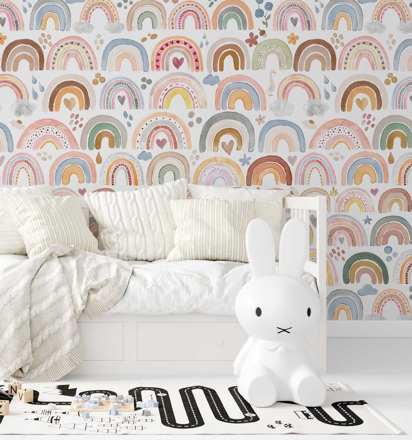 Wallpaper Rainbows Watercolor Nursery 0121