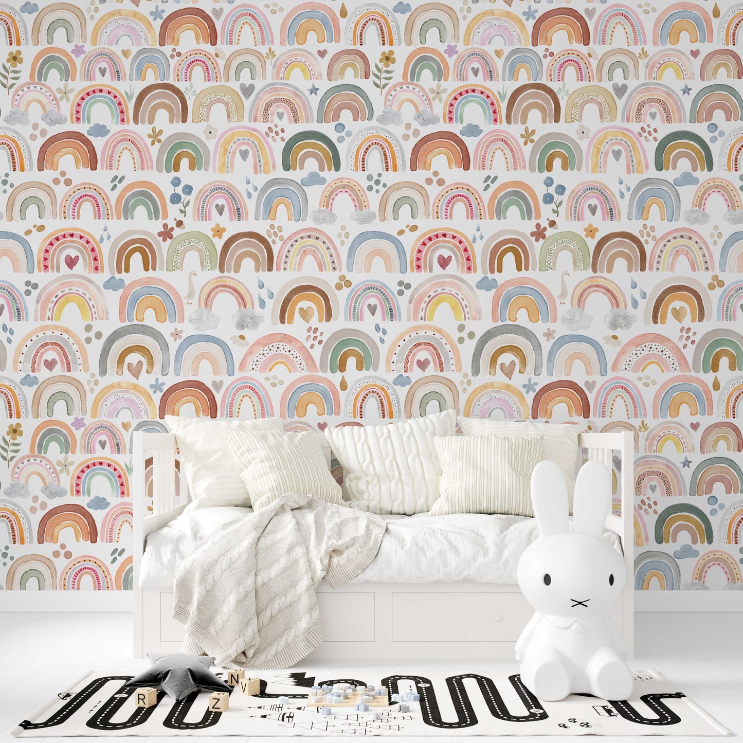 Wallpaper Rainbows Watercolor Nursery 0121