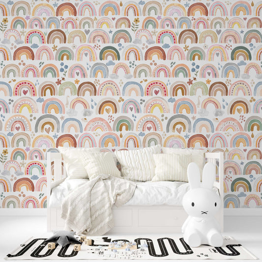 Wallpaper Rainbows Watercolor Nursery 0121