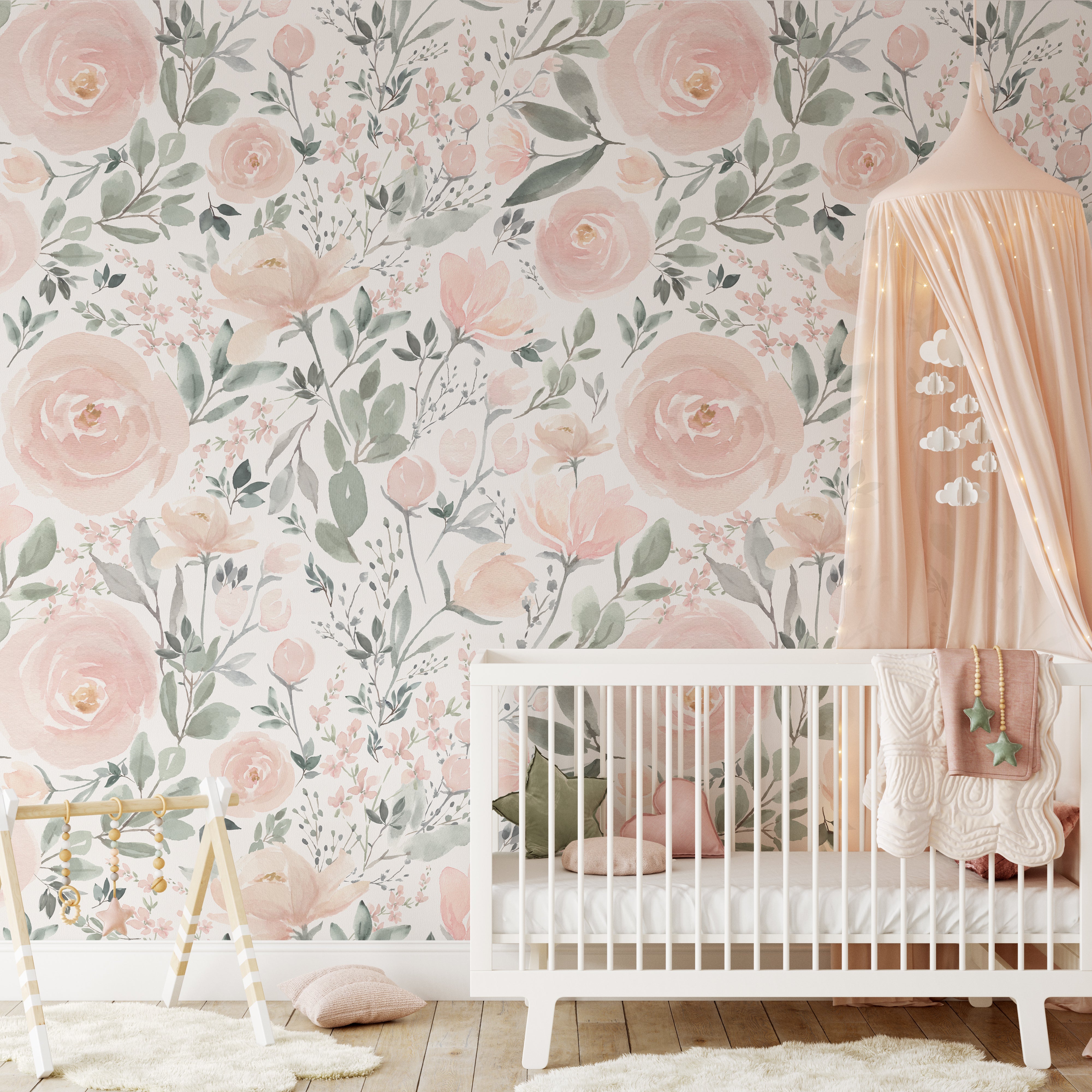 Baby girl deals nursery wallpaper