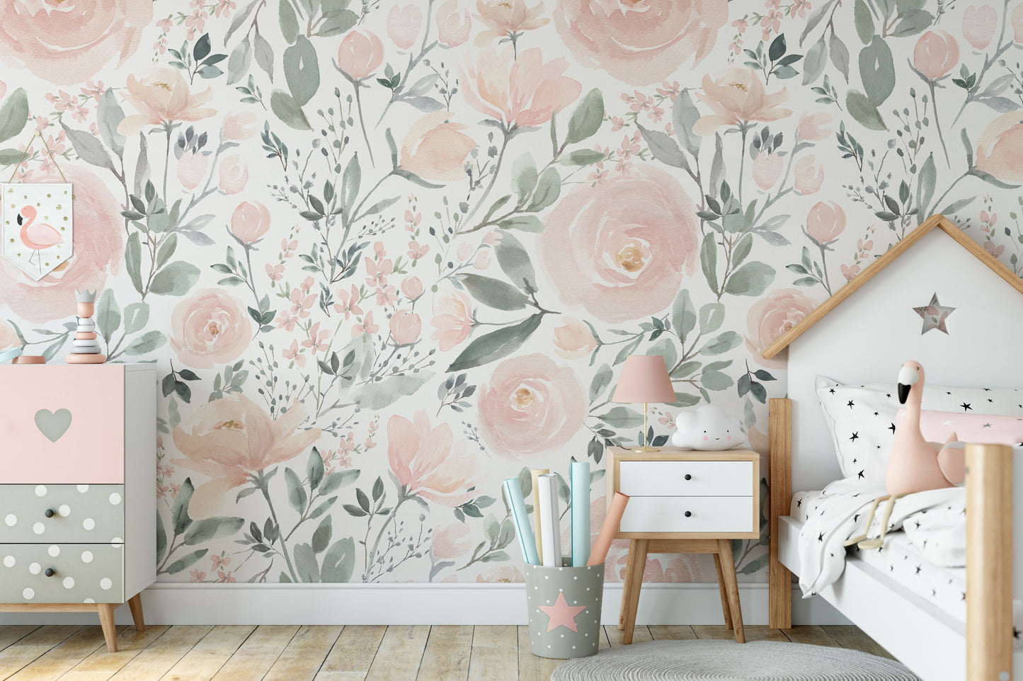 Wallpaper OLIVIA ROSE Watercolor Flowers Nursery 0114