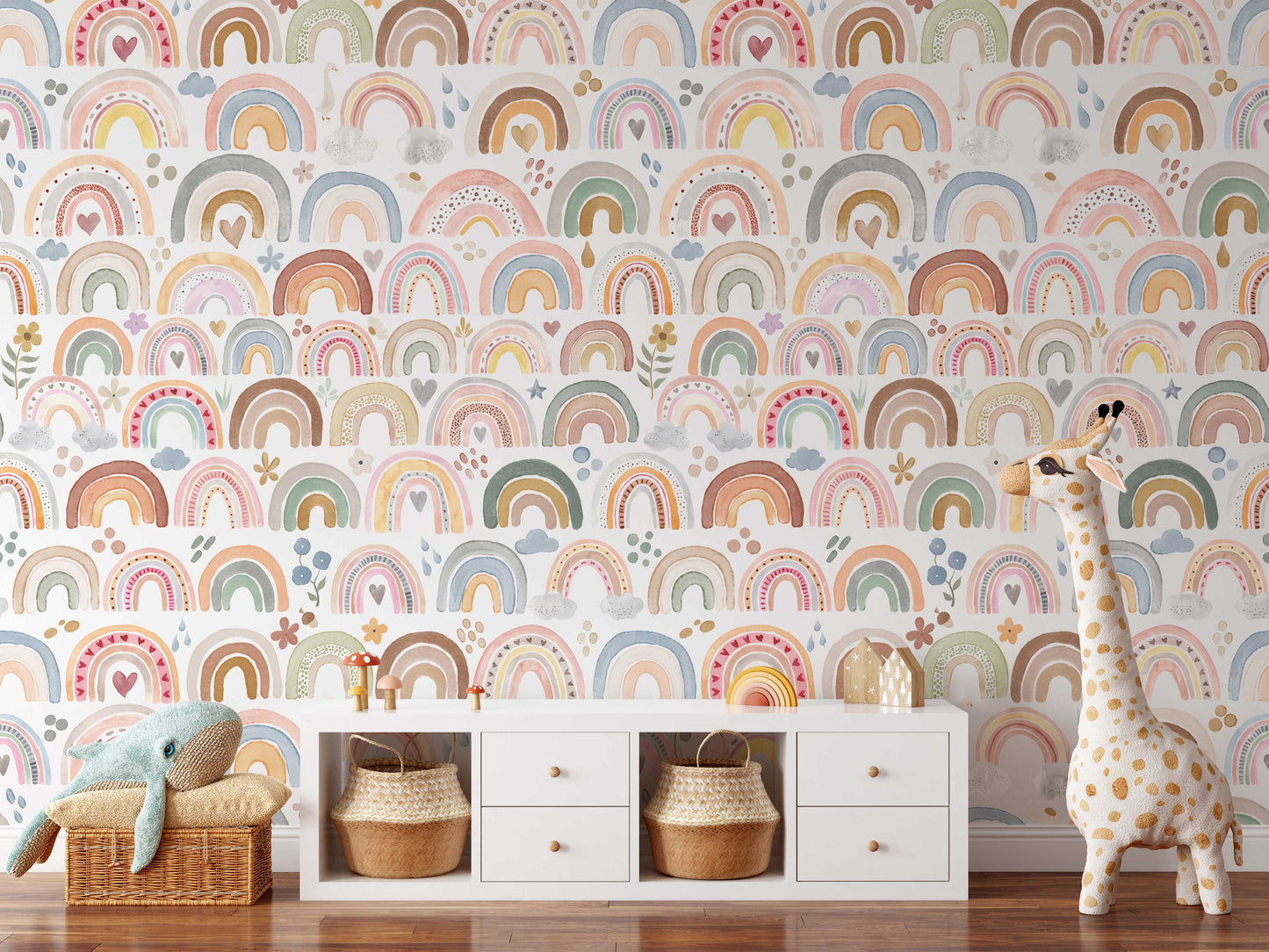 Wallpaper Rainbows Watercolor Nursery 0121