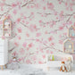 Removable Wallpaper LAUREN Watercolor Pink Cherry Blossom Flowers Nursery 0115